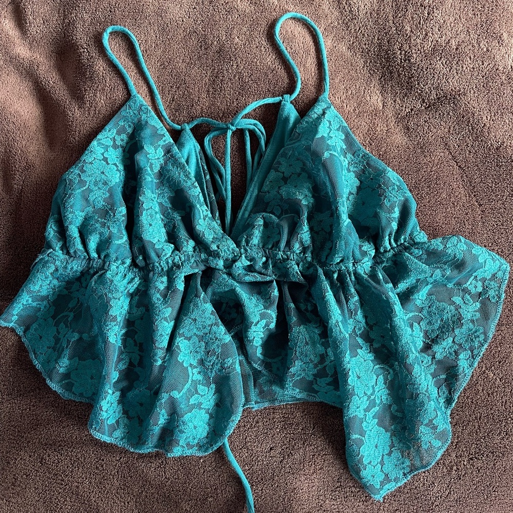 WORN ONCE Urban Outfitters Lace Tank Top in Teal Size Medium
